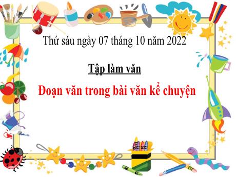 Bài giảng Tiếng Việt 4 (Tập làm văn) - Tuần 5 - Đoạn văn trong bài văn kể chuyện - Năm học 2022-2023