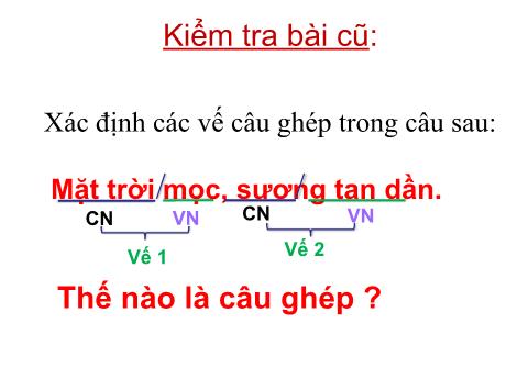 Bài giảng Tiếng Việt 5 - Tuần 19 - Cách nối các vế câu ghép