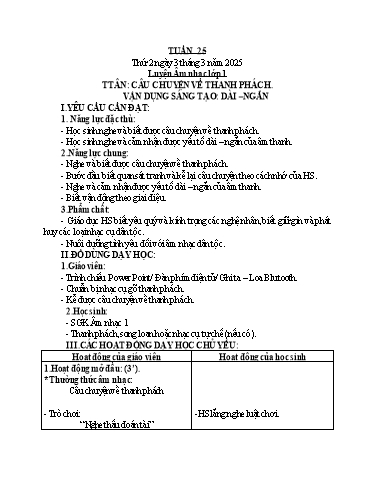 Giáo án Âm nhạc + Hoạt động trải nghiệm Lớp 1+4+5 (Kết nối tri thức) - Tuần 25 - Năm học 2024-2025
