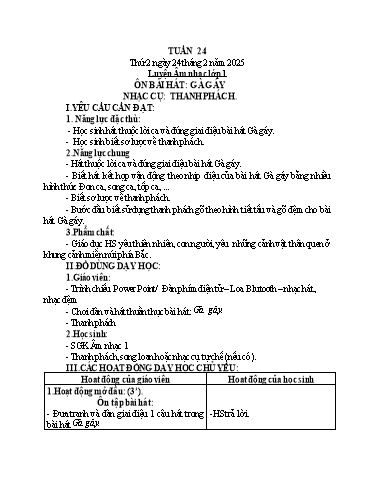 Giáo án Âm nhạc + Hoạt động trải nghiệm Lớp 1+4+5 (Kết nối tri thức) - Tuần 24 - Năm học 2024-2025