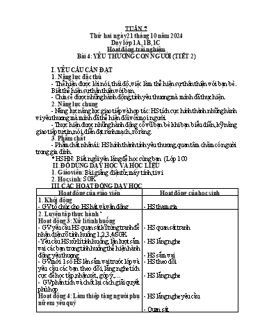 Giáo án Âm nhạc + Hoạt động trải nghiệm Tiểu học (Kết nối tri thức) - Tuần 7 - Năm học 2024-2025