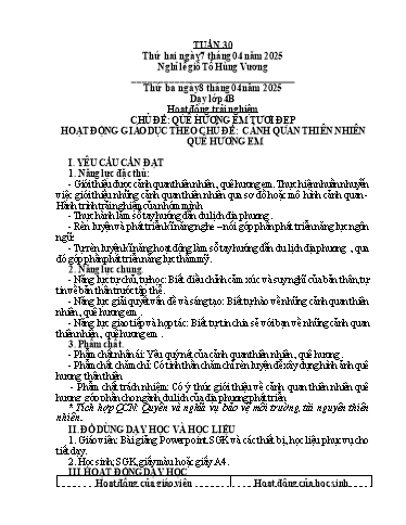 Giáo án Âm nhạc + Hoạt động trải nghiệm Tiểu học (Kết nối tri thức) - Tuần 30 - Năm học 2024-2025