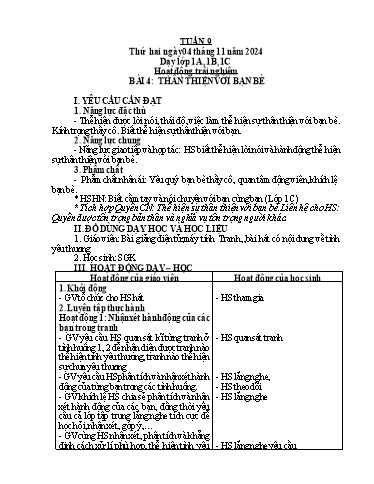 Giáo án Âm nhạc + Hoạt động trải nghiệm Tiểu học (Kết nối tri thức) - Tuần 9 - Năm học 2024-2025