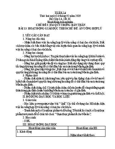 Giáo án Âm nhạc + Hoạt động trải nghiệm Tiểu học (Kết nối tri thức) - Tuần 24 - Năm học 2024-2025
