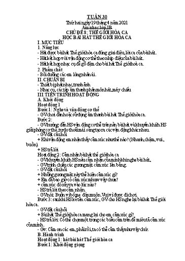 Giáo án Âm nhạc Lớp 1+2+4 - Tuần 30 - Năm học 2020-2021
