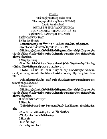 Giáo án Âm nhạc Lớp 1+4 - Tuần 2 - Năm học 2024-2025