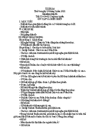 Giáo án Âm nhạc Lớp 1+4 - Tuần 34 - Năm học 2020-2021