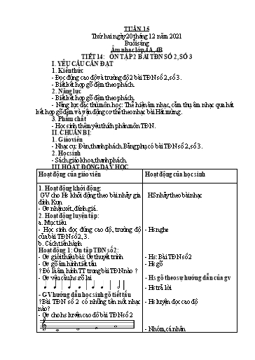 Giáo án Âm nhạc Lớp 2+4 - Tuần 15 - Năm học 2021-2022