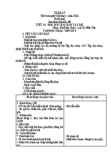 Giáo án Âm nhạc Lớp 2+4 - Tuần 17 - Năm học 2021-2022