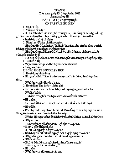Giáo án Âm nhạc Lớp 2+5 - Tuần 32 - Năm học 2020-2021
