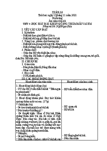 Giáo án Âm nhạc Lớp 3+4+5 - Tuần 10 - Năm học 2020-2021