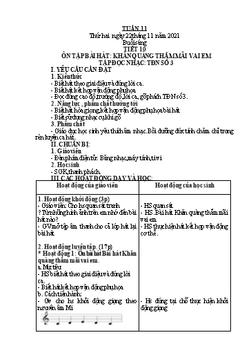 Giáo án Âm nhạc Lớp 3+4+5 - Tuần 11 - Năm học 2021-2022