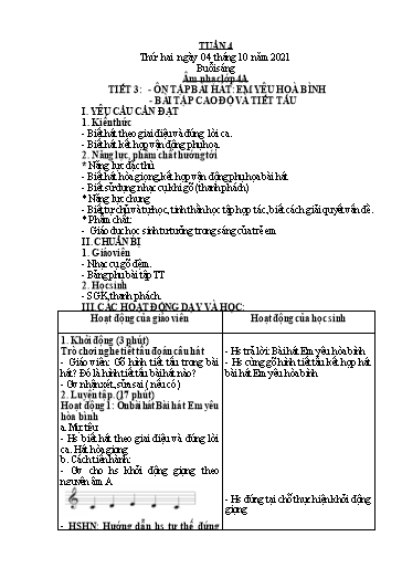 Giáo án Âm nhạc Lớp 3+4+5 - Tuần 4 - Năm học 2021-2022