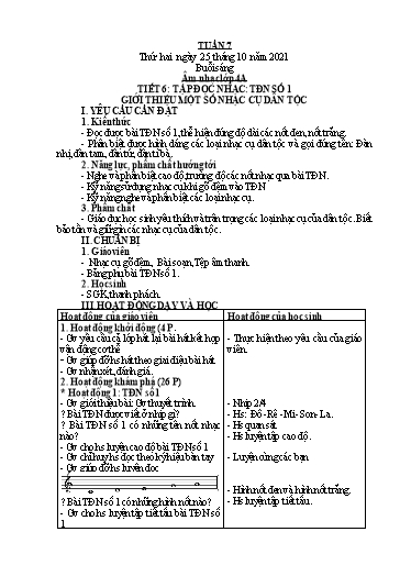 Giáo án Âm nhạc Lớp 3+4+5 - Tuần 7 - Năm học 2021-2022