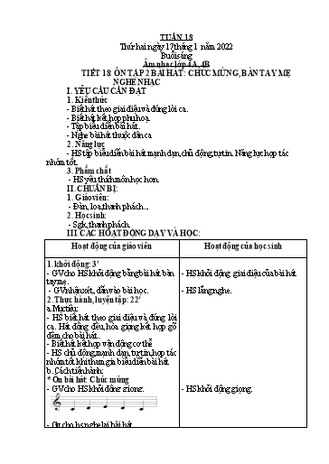 Giáo án Âm nhạc Lớp 4+5 - Tuần 18 - Năm học 2021-2022