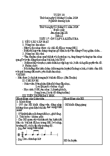 Giáo án Âm nhạc + Tiếng Việt + Kỹ năng sống Tiểu học - Tuần 18 - Năm học 2023-2024