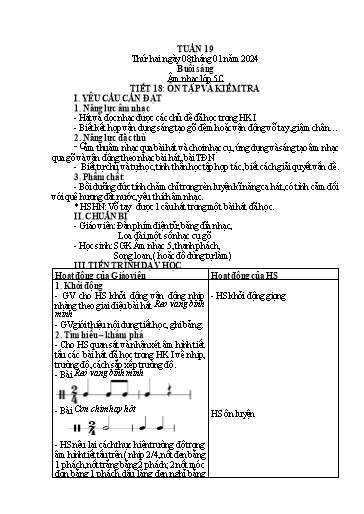 Giáo án Âm nhạc + Tiếng Việt + Kỹ năng sống Tiểu học - Tuần 19 - Năm học 2023-2024