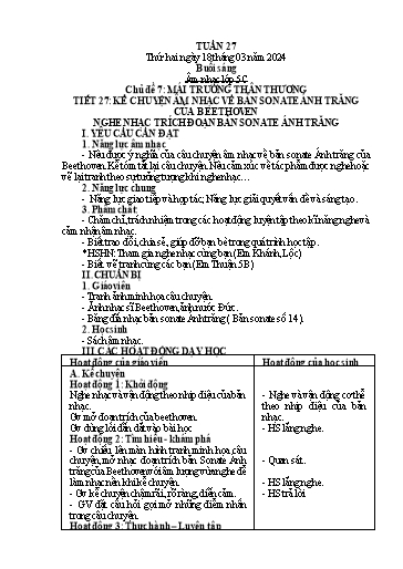Giáo án Âm nhạc + Tiếng Việt + Kỹ năng sống Tiểu học - Tuần 27 - Năm học 2023-2024