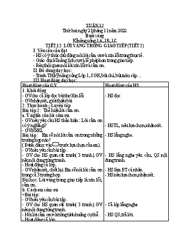 Giáo án Âm nhạc + Tiếng việt Tiểu học (Kết nối tri thức) - Tuần 12 - Năm học 2023-2024