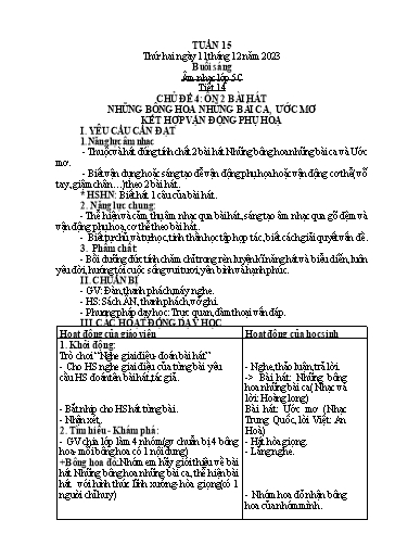 Giáo án Âm nhạc + Tiếng việt Tiểu học (Kết nối tri thức) - Tuần 15 - Năm học 2023-2024