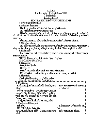 Giáo án Âm nhạc + Tiếng Việt Tiểu học (Kết nối tri thức) - Tuần 2 - Năm học 2023-2024