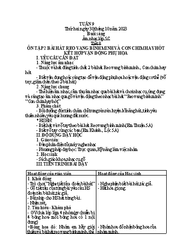 Giáo án Âm nhạc + Tiếng việt Tiểu học (Kết nối tri thức) - Tuần 9 - Năm học 2023-2024
