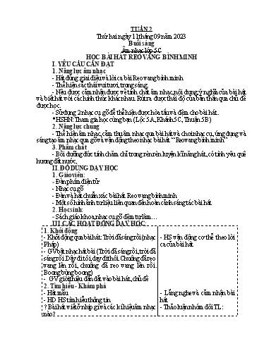 Giáo án Âm nhạc Tiểu học (Kết nối tri thức) - Tuần 2 - Năm học 2023-2024