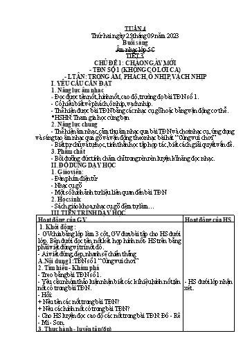 Giáo án Âm nhạc Tiểu học (Kết nối tri thức) - Tuần 4 - Năm học 2023-2024