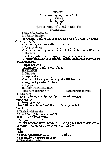 Giáo án Âm nhạc Tiểu học (Kết nối tri thức) - Tuần 7 - Năm học 2023-2024