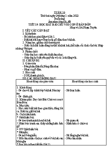 Giáo án Âm nhạc Tiểu học - Tuần 20 - Năm học 2021-2022