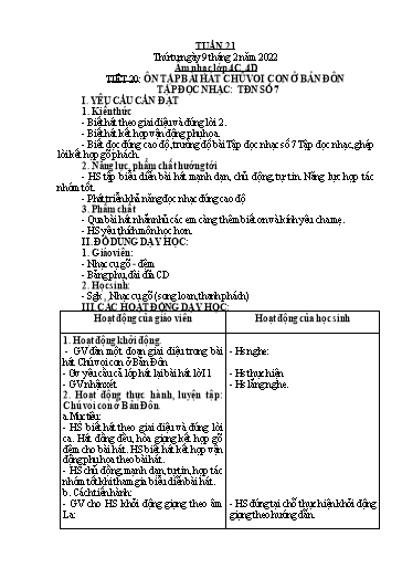 Giáo án Âm nhạc Tiểu học - Tuần 21 - Năm học 2021-2022