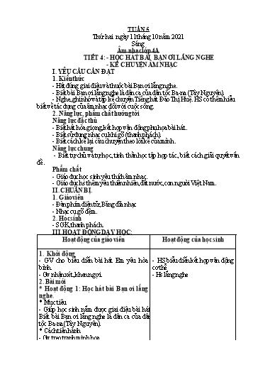 Giáo án Âm nhạc Tiểu học - Tuần 5 - Năm học 2021-2022