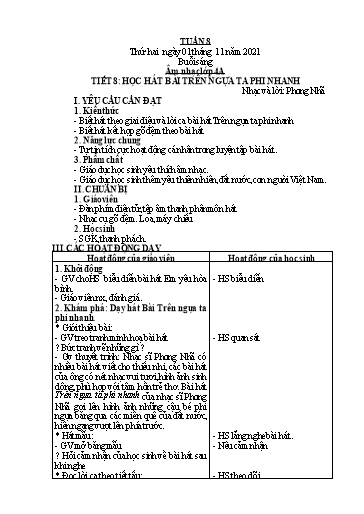 Giáo án Âm nhạc Tiểu học - Tuần 8 - Năm học 2021-2022