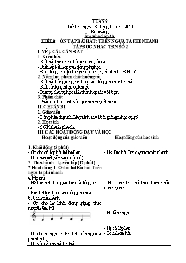 Giáo án Âm nhạc Tiểu học - Tuần 9 - Năm học 2021-2022