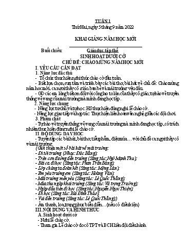 Giáo án các môn học Lớp 4 - Tuần 1 - Năm học 2022-2023