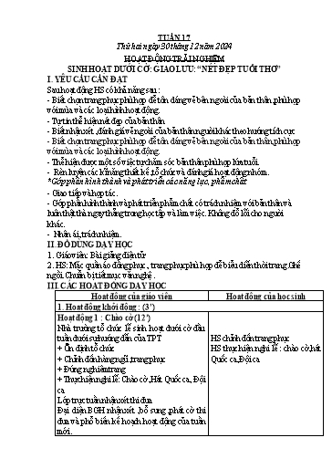 Giáo án các môn Lớp 1 - Tuần 17 - Năm học 2024-2025 - Trần Phương Thảo