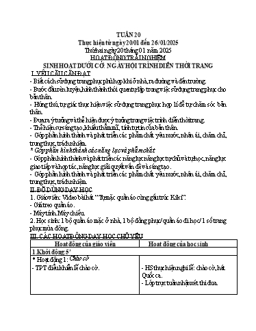 Giáo án các môn Lớp 1 - Tuần 20 - Năm học 2024-2025