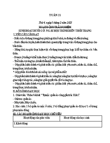 Giáo án các môn Lớp 1 - Tuần 21 - Năm học 2024-2025 - Phan Thị Huyền