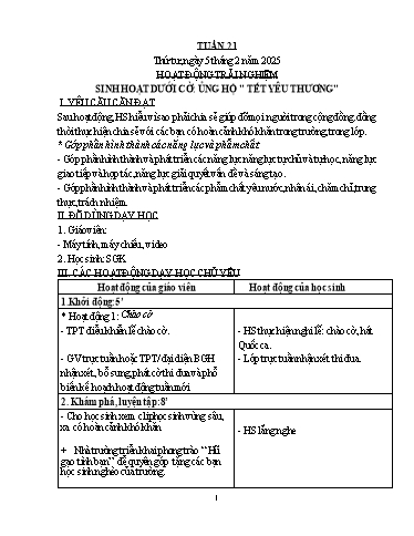 Giáo án các môn Lớp 1 - Tuần 21 - Năm học 2024-2025