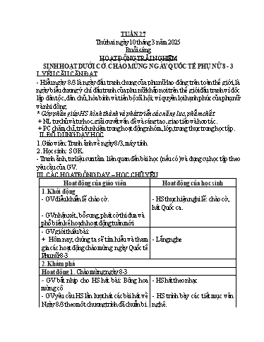 Giáo án các môn Lớp 1 - Tuần 27 - Năm học 2024-2025 - Nguyễn Khánh Huyền