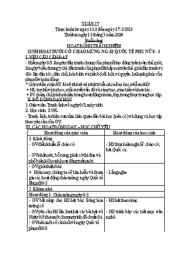 Giáo án các môn Lớp 1 - Tuần 27 - Năm học 2024-2025 - Trần Phương Thảo