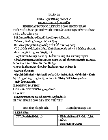 Giáo án các môn Lớp 1 - Tuần 28 - Năm học 2024-2025