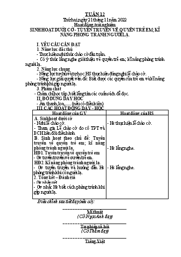 Giáo án các môn Lớp 2 (Kết nối tri thức) - Tuần 12 - Năm học 2022-2023