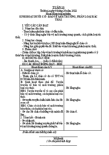 Giáo án các môn Lớp 2 (Kết nối tri thức) - Tuần 13 - Năm học 2022-2023