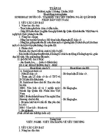 Giáo án các môn Lớp 2 (Kết nối tri thức) - Tuần 15 - Năm học 2023-2024