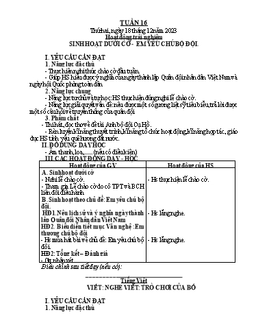 Giáo án các môn Lớp 2 (Kết nối tri thức) - Tuần 16 - Năm học 2023-2024