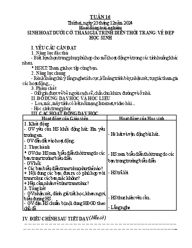 Giáo án các môn Lớp 2 (Kết nối tri thức) - Tuần 16 - Năm học 2024-2025