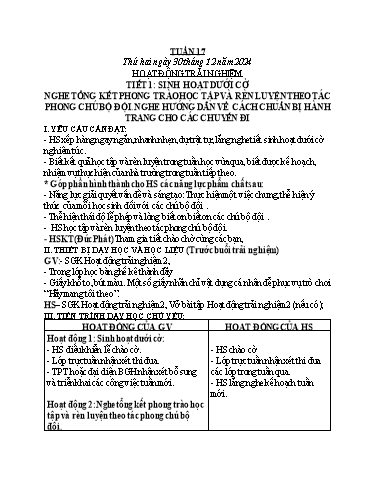 Giáo án các môn Lớp 2 (Kết nối tri thức) - Tuần 17 - Năm học 2024-2025 - Trần Thị Xanh