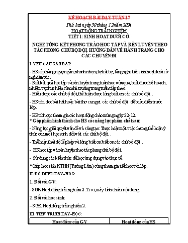 Giáo án các môn Lớp 2 (Kết nối tri thức) - Tuần 17 - Năm học 2024-2025 - Lê Thị Dung