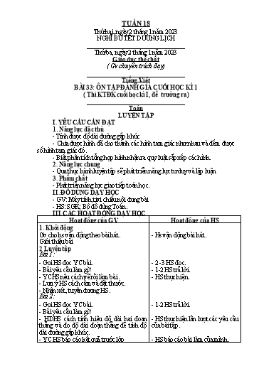 Giáo án các môn Lớp 2 (Kết nối tri thức) - Tuần 18 - Năm học 2022-2023